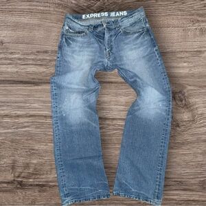 Express Blake Y2K Style Denim Jeans Men’s 34x32 Low Rise Bootcut Blue